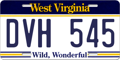 WV license plate DVH545