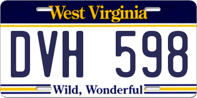 WV license plate DVH598