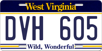 WV license plate DVH605