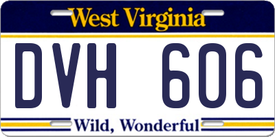 WV license plate DVH606