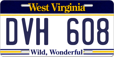 WV license plate DVH608
