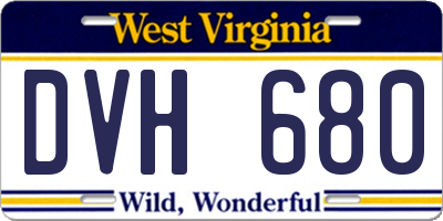 WV license plate DVH680