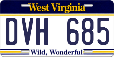 WV license plate DVH685