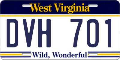 WV license plate DVH701