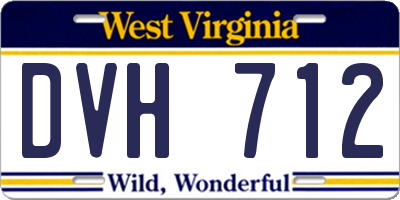 WV license plate DVH712