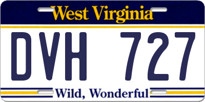WV license plate DVH727