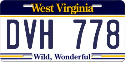 WV license plate DVH778