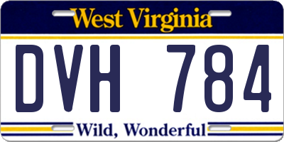 WV license plate DVH784