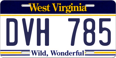 WV license plate DVH785