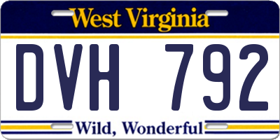 WV license plate DVH792