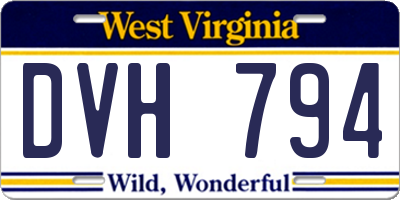 WV license plate DVH794
