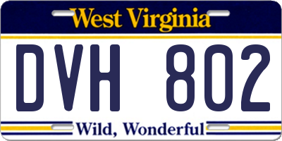 WV license plate DVH802