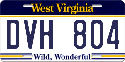WV license plate DVH804