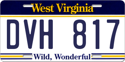 WV license plate DVH817