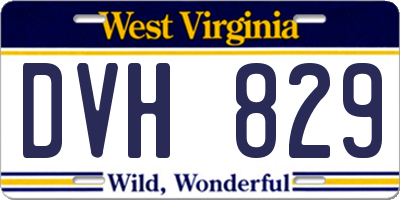 WV license plate DVH829