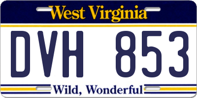WV license plate DVH853