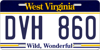 WV license plate DVH860