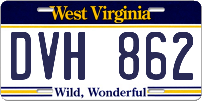 WV license plate DVH862