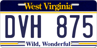 WV license plate DVH875