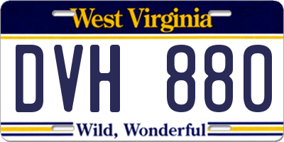 WV license plate DVH880