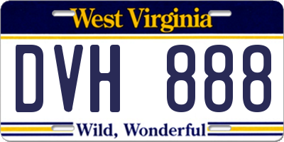 WV license plate DVH888