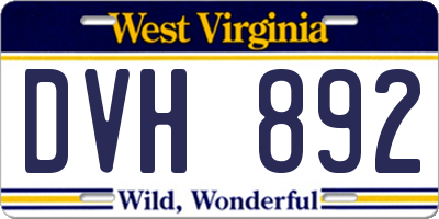 WV license plate DVH892