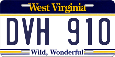 WV license plate DVH910