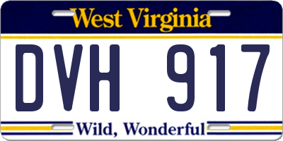 WV license plate DVH917