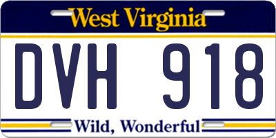 WV license plate DVH918