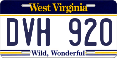WV license plate DVH920