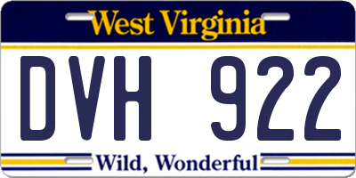 WV license plate DVH922