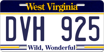 WV license plate DVH925