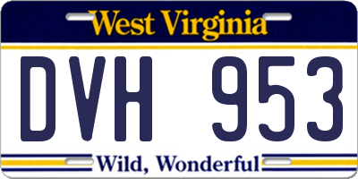 WV license plate DVH953