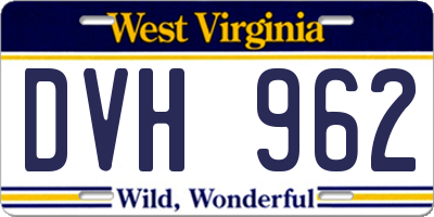 WV license plate DVH962