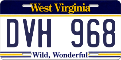 WV license plate DVH968