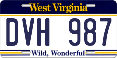 WV license plate DVH987