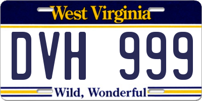 WV license plate DVH999