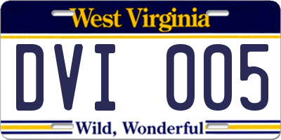 WV license plate DVI005