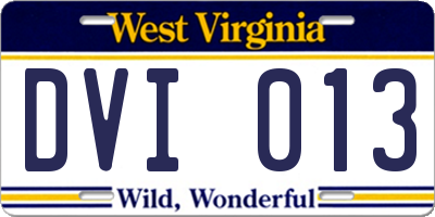 WV license plate DVI013