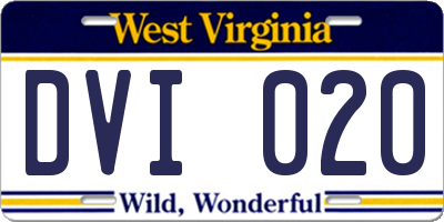 WV license plate DVI020