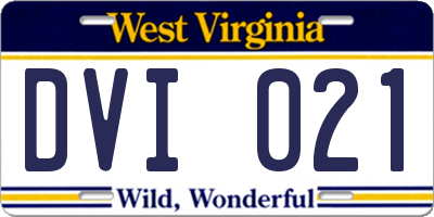 WV license plate DVI021