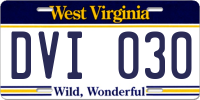 WV license plate DVI030