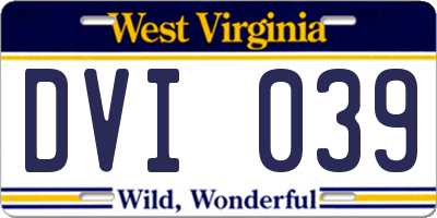WV license plate DVI039
