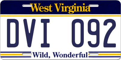 WV license plate DVI092