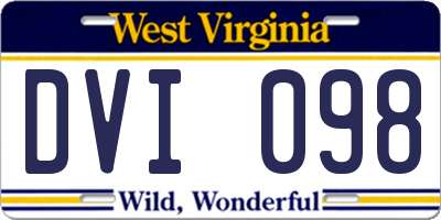 WV license plate DVI098