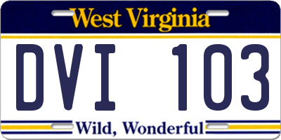 WV license plate DVI103