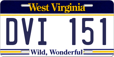 WV license plate DVI151