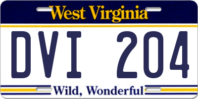 WV license plate DVI204