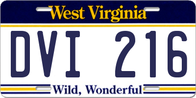 WV license plate DVI216