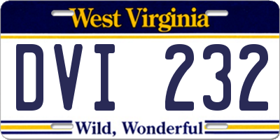 WV license plate DVI232